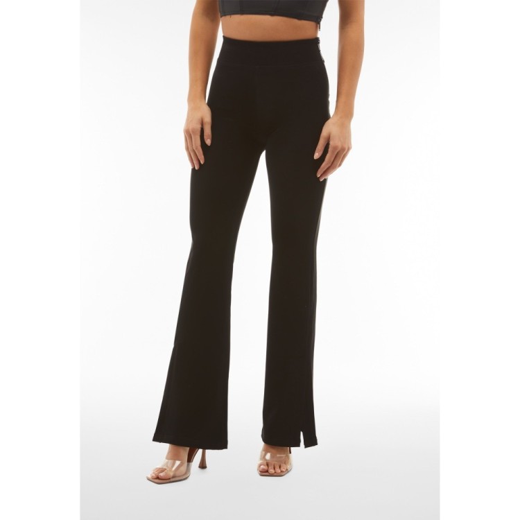 Freddy WR.UP® Vegan Leather Damen Push-Up Lederhose - Super High Waist Flare - Wet Effect - Schwarz