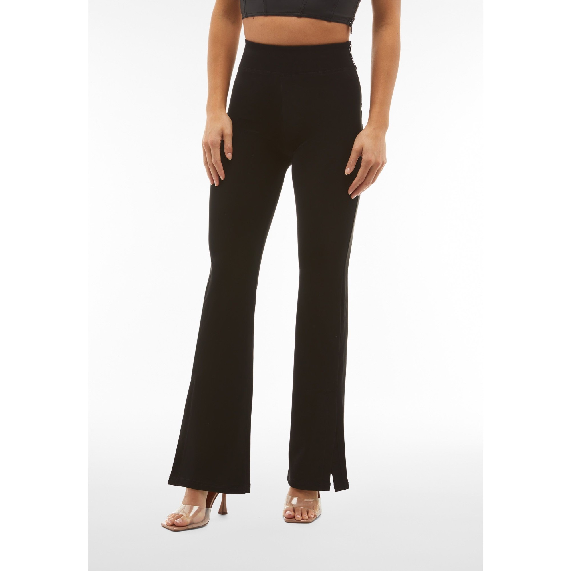 Freddy WR.UP® Vegan Leather Damen Push-Up Lederhose - Super High Waist Flare - Wet Effect - Schwarz Freddy WR.UP® Vegan Leather Damen Push-Up Lederhose - Super High Waist Flare - Wet Effect - Schwarz
