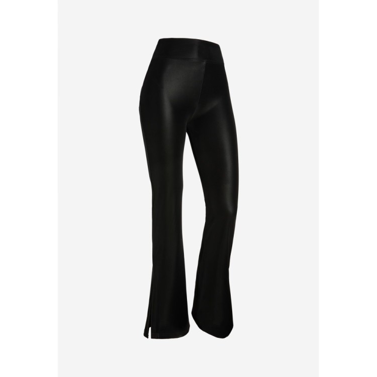 Freddy WR.UP® Vegan Leather Damen Push-Up Lederhose - Super High Waist Flare - Wet Effect - Schwarz