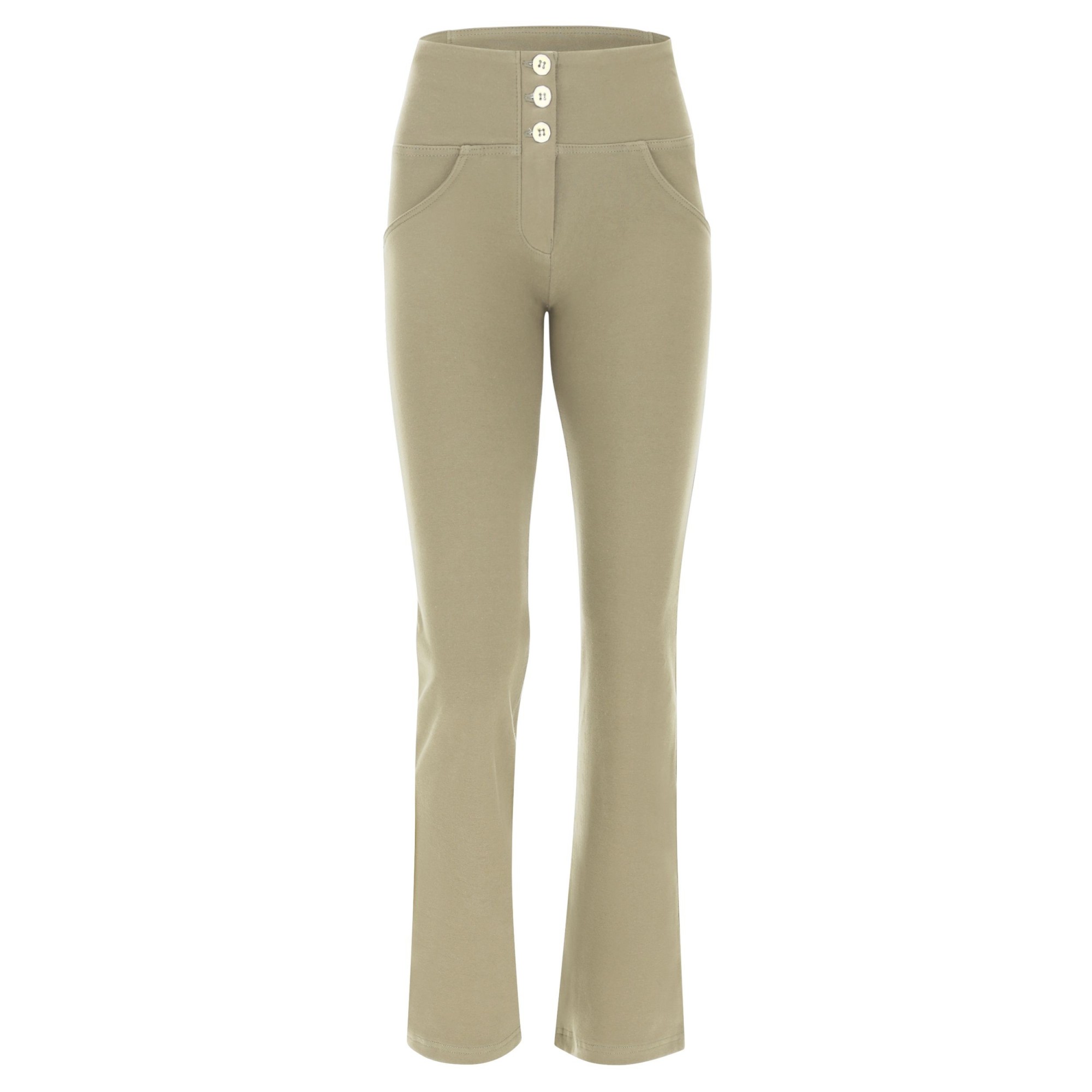 Freddy WR.UP® Damen Push-Up Hose - Mid Waist Wide Bottom Cropped - Beige - Z109 Freddy WR.UP® Damen Push-Up Hose - Mid Waist Wide Bottom Cropped - Beige - Z109
