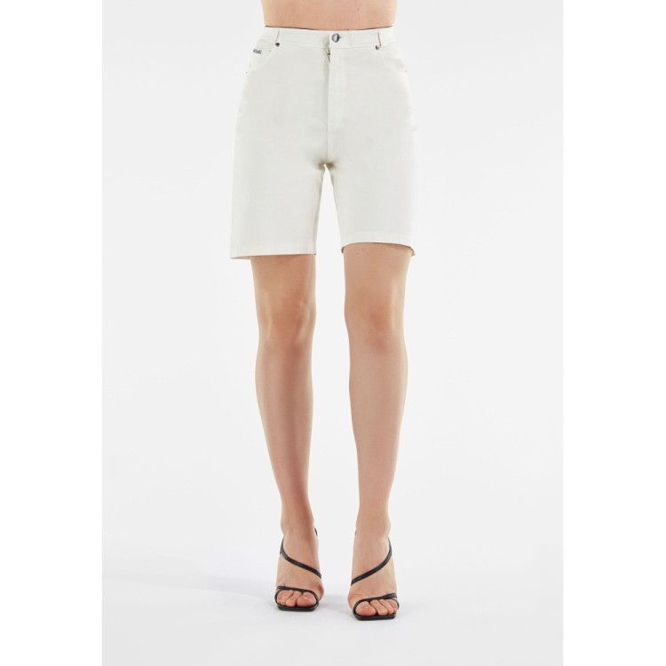 Freddy Damen Fit Jeans - Regular Waist Bermuda Shorts - Distressed Pocket - Creme - W103