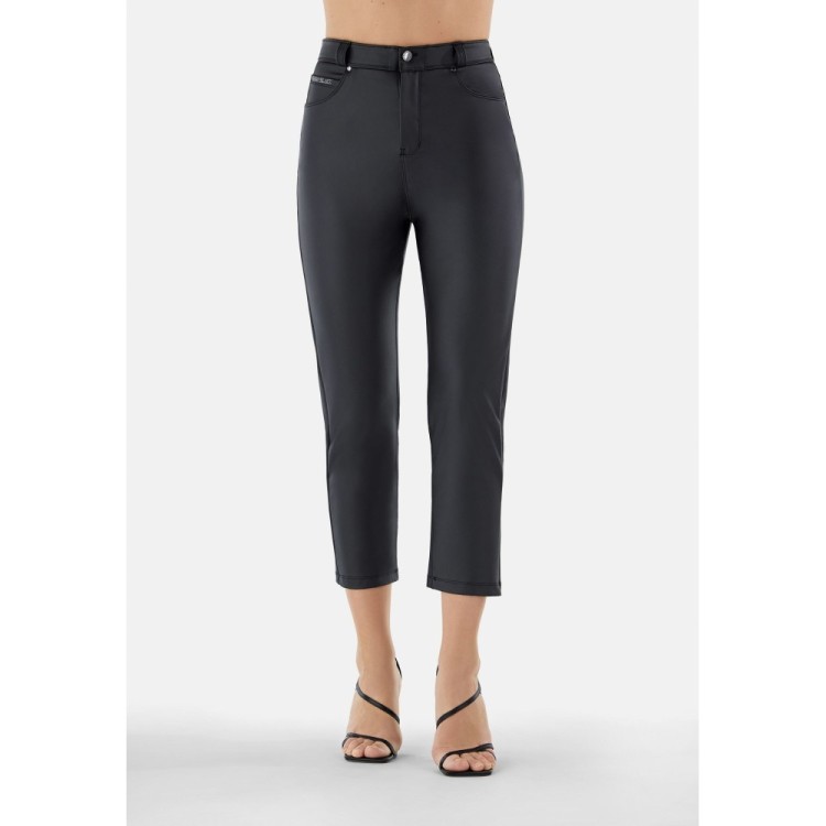Freddy Fit Jeans Vegan Leather - 7/8 High Waist Straight - Black - N0