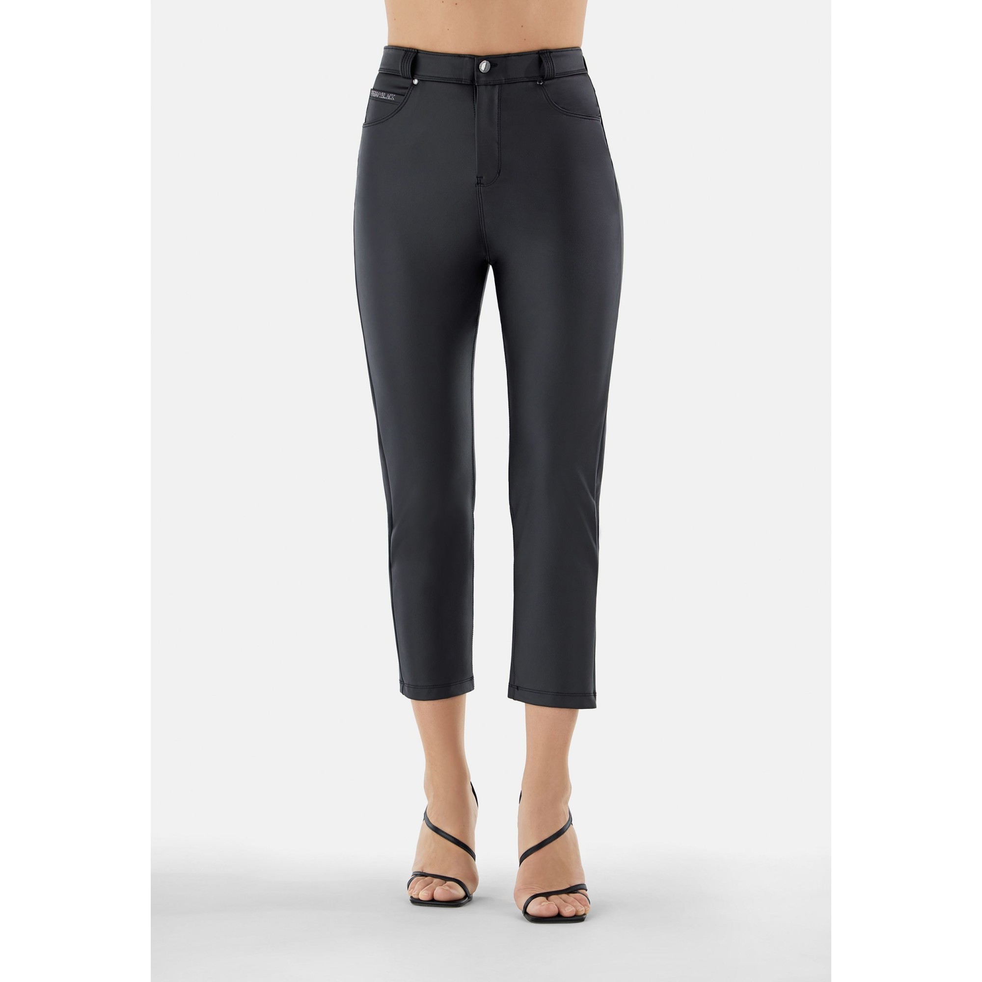 Freddy Fit Jeans Vegan Leather - 7/8 High Waist Straight - Black - N0 Freddy Fit Jeans Vegan Leather - 7/8 High Waist Straight - Black - N0