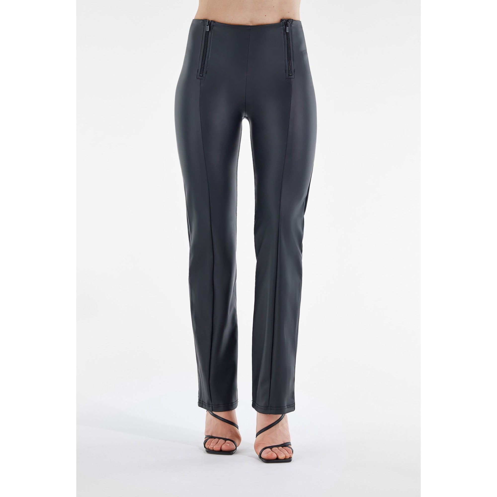 Freddy WR.UP® Vegan Leather Damen Push-Up Lederhose - High Waist Wide Leg - Schwarz - N0 Freddy WR.UP® Vegan Leather Damen Push-Up Lederhose - High Waist Wide Leg - Schwarz - N0