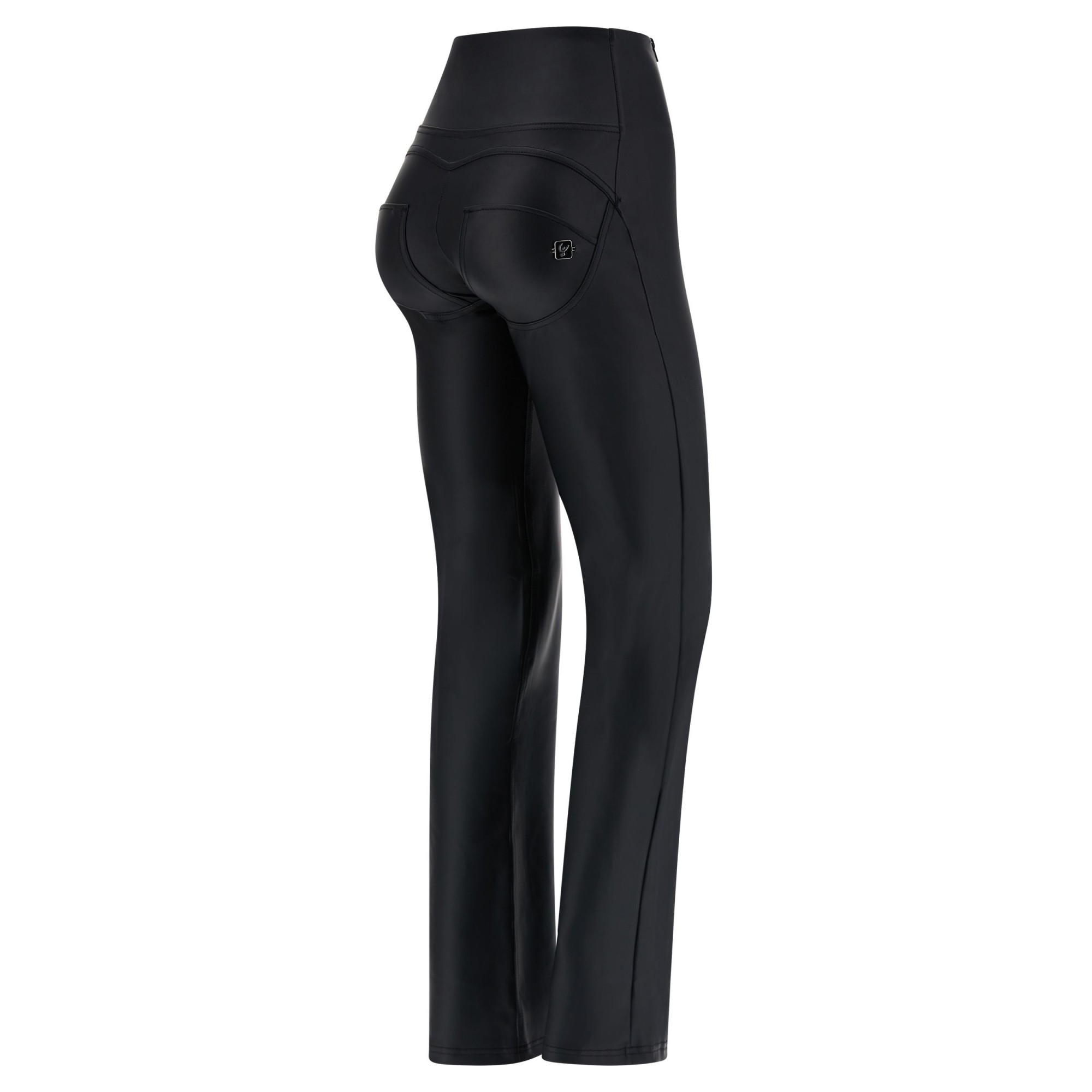 Freddy WR.UP® Vegan Leather Damen Push-Up Lederhose - High Waist Wide Leg - Schwarz - N0 Freddy WR.UP® Vegan Leather Damen Push-Up Lederhose - High Waist Wide Leg - Schwarz - N0