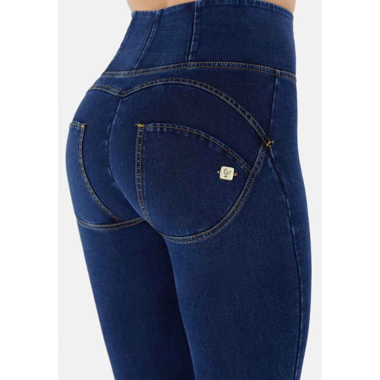 Freddy WR.UP® Damen Push-Up Jeans - High Waist Super Skinny - Indigoblau - Gelbe Nähte