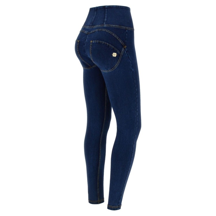 Freddy WR.UP® Damen Push-Up Jeans - High Waist Super Skinny - Indigoblau - Gelbe Nähte