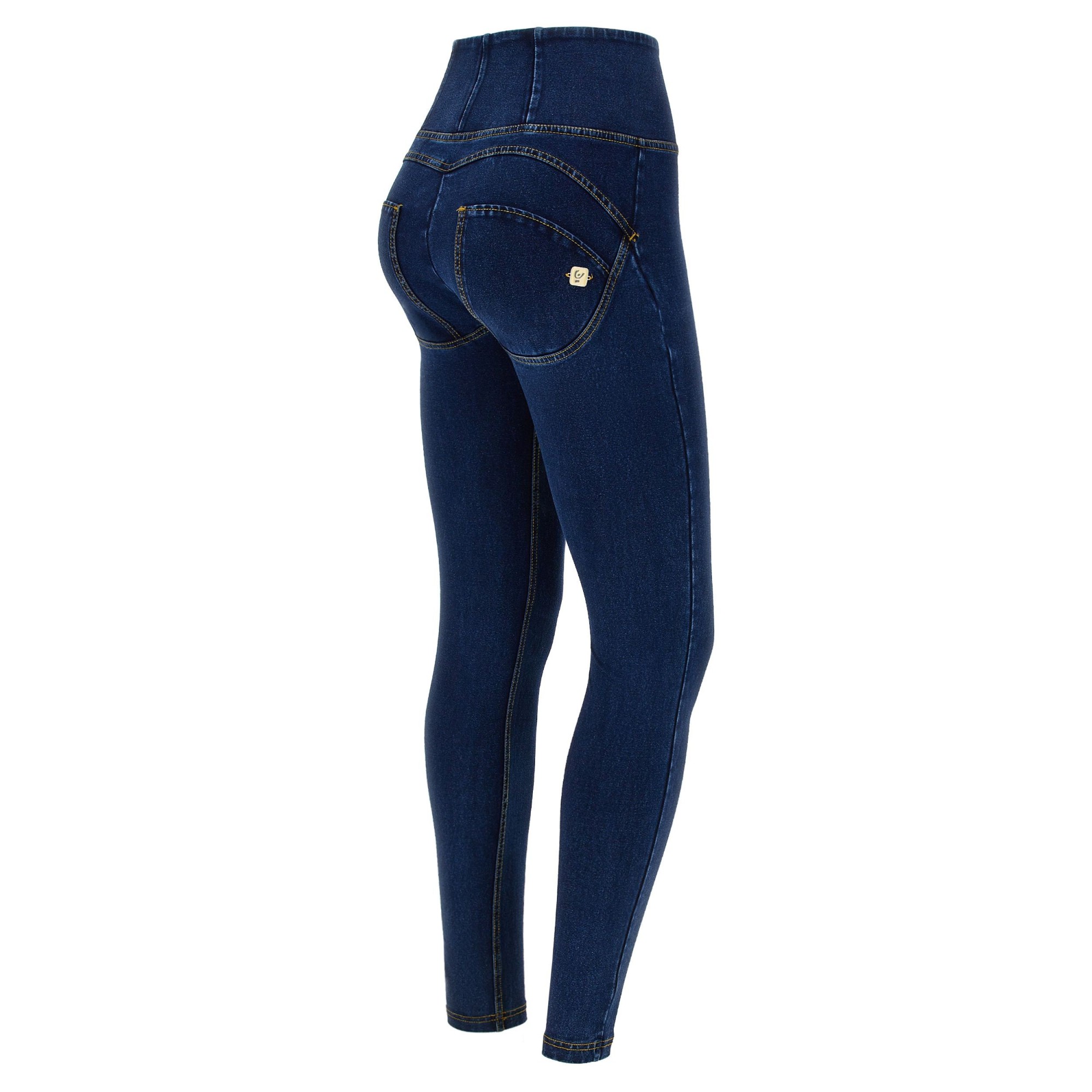 Freddy WR.UP® Damen Push-Up Jeans - High Waist Super Skinny - Indigoblau - Gelbe Nähte Freddy WR.UP® Damen Push-Up Jeans - High Waist Super Skinny - Indigoblau - Gelbe Nähte