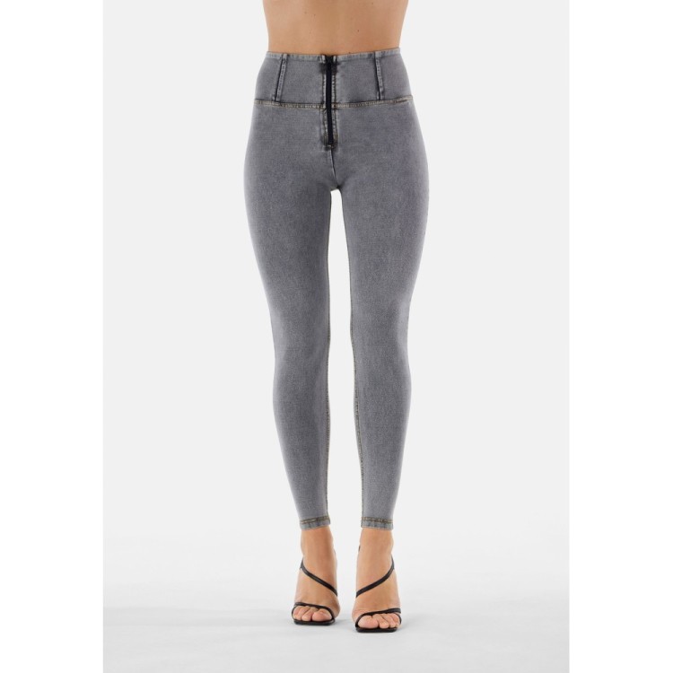 Freddy WR.UP® Damen Push-Up Jeans - High Waist Super Skinny - Grau - Gelbe Nähte