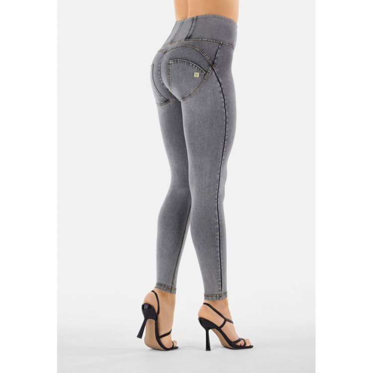 Freddy WR.UP® Damen Push-Up Jeans - High Waist Super Skinny - Grau - Gelbe Nähte