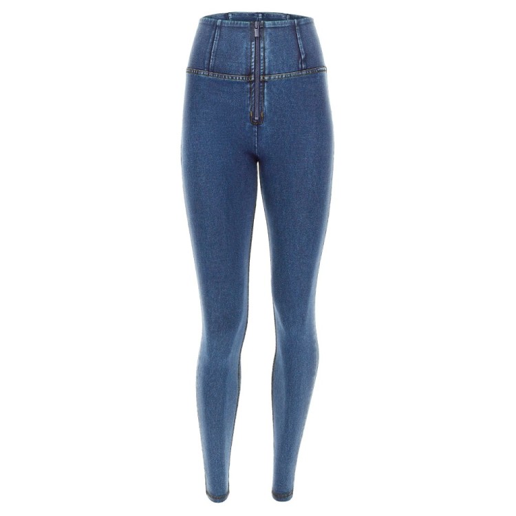 Freddy WR.UP® Damen Push-Up Jeans - High Waist Super Skinny - Hellblau - Gelbe Nähte