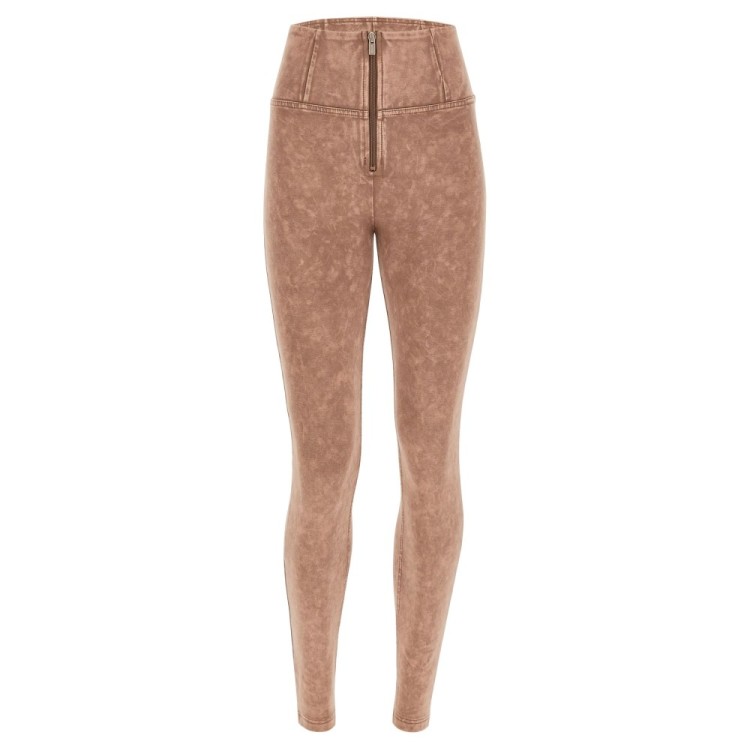 Freddy WR.UP® Damen Push-Up Hose - High Waist Super Skinny - Garment Dyed - Dunkelbeige - P80